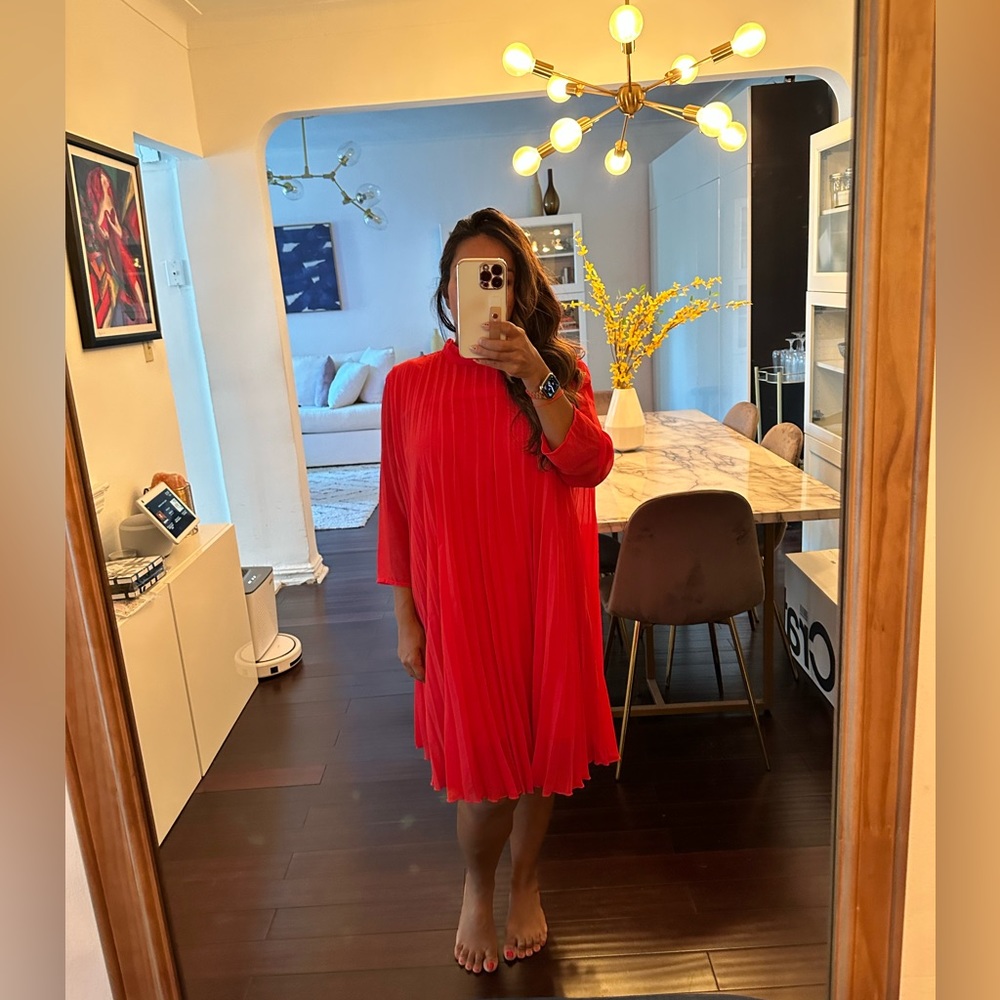 ASOS red pleated dress